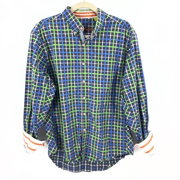 Robert Graham Button Down Shirt Mens Large Flip Cuff Tailored Fit Colorful Prep - Picture 2 of 12